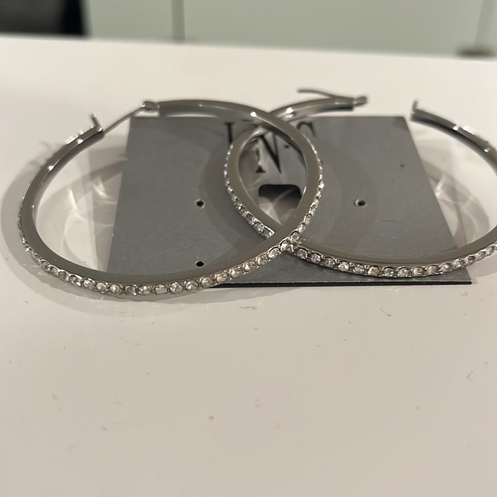 Inc Silver bling hoops